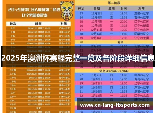 2025年澳洲杯赛程完整一览及各阶段详细信息